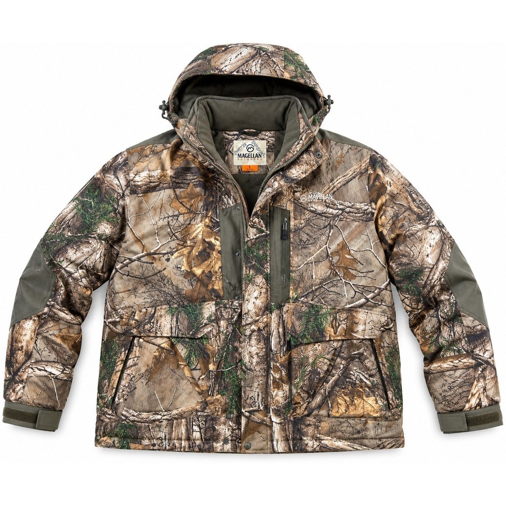 Magellan Outdoors Hunting Jacket Mens L Realtree Camo Waterproof Insulated Hood